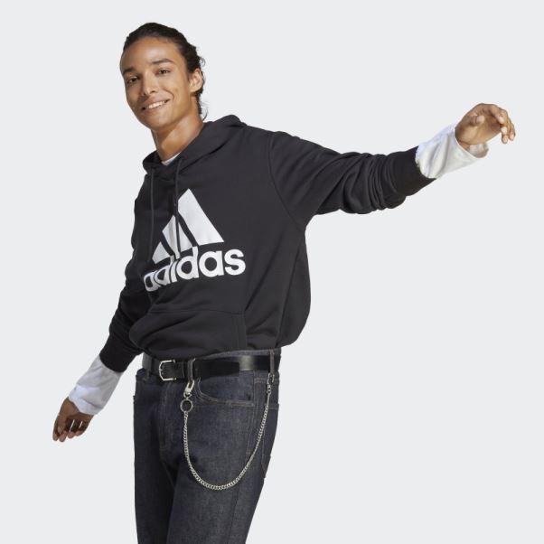 Adidas Essentials French Terry Gros Logo Sweat à Capuche Noir