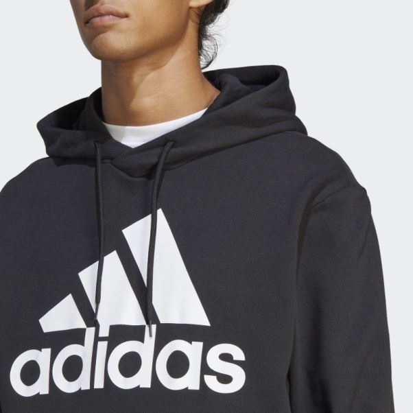Adidas Essentials French Terry Gros Logo Sweat à Capuche Noir