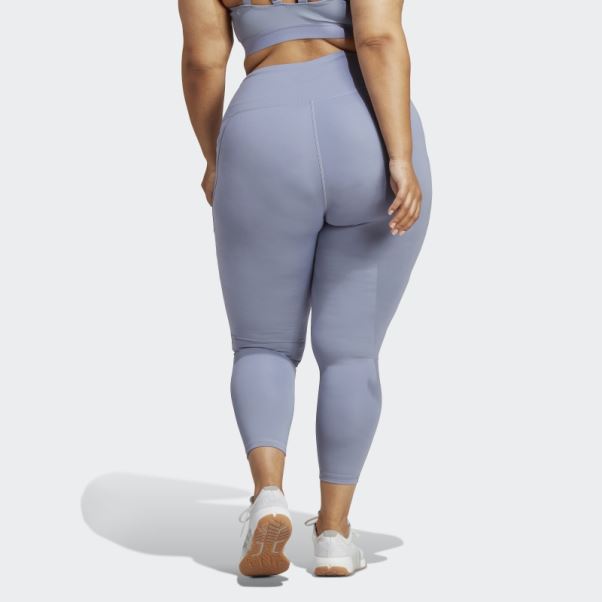 Optime Stash Pocket Training 7/8 Leggings (taille Plus) Argent Violet Adidas