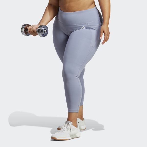 Optime Stash Pocket Training 7/8 Leggings (taille Plus) Argent Violet Adidas