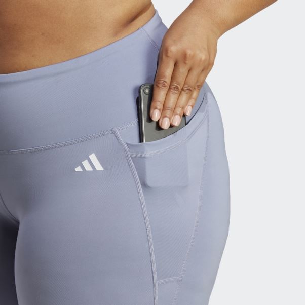 Optime Stash Pocket Training 7/8 Leggings (taille Plus) Argent Violet Adidas