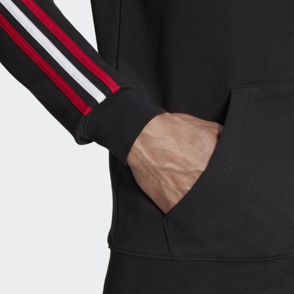 Manchester United 3-stripes Sweat à Capuche Zippé Adidas Noir