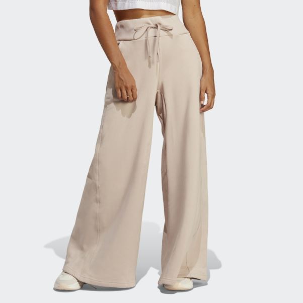 Pantalon Ample En Polaire Lounge Taupe Adidas