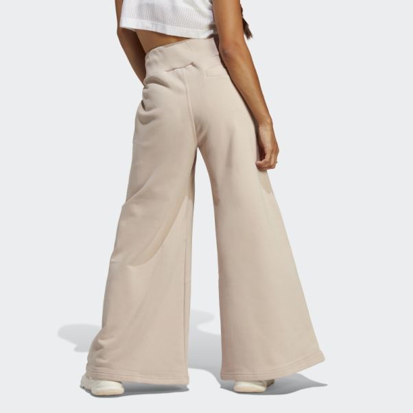 Pantalon Ample En Polaire Lounge Taupe Adidas