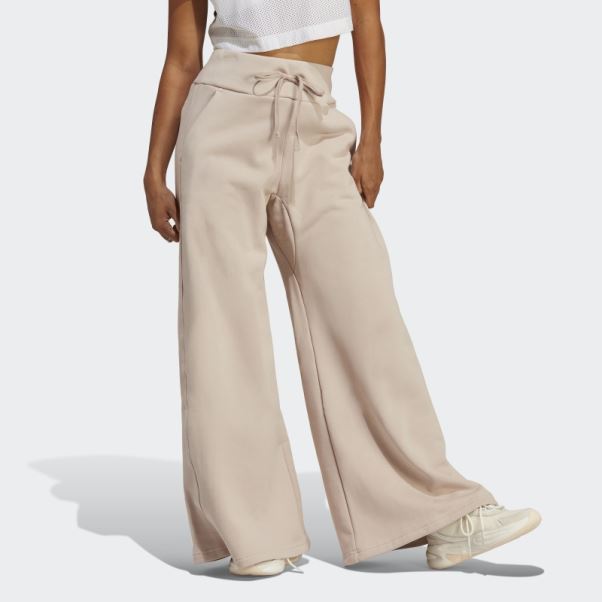 Pantalon Ample En Polaire Lounge Taupe Adidas