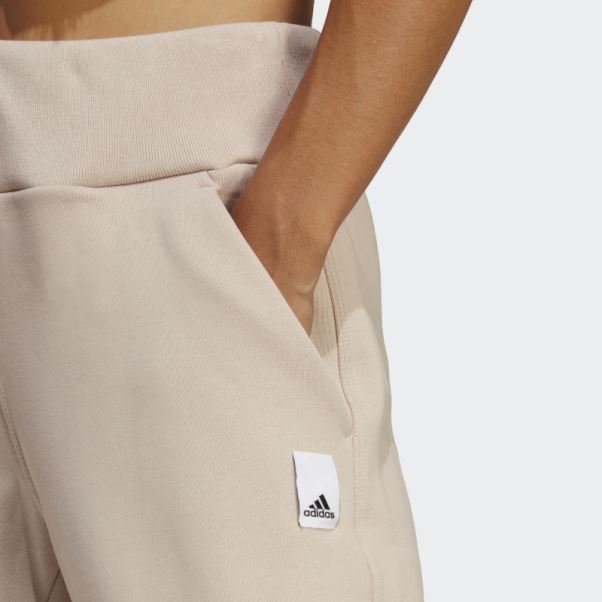Pantalon Ample En Polaire Lounge Taupe Adidas