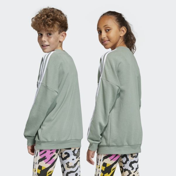 Sweat Ras Du Cou Imprimé Animal Adidas Vert Argent