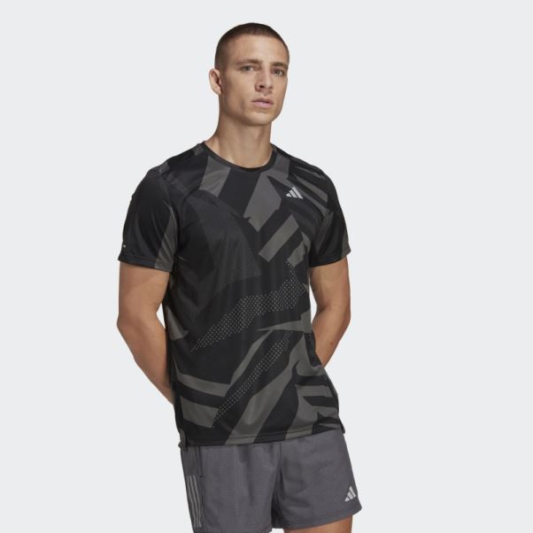 Propre Le T-shirt De Saison De Course Noir Adidas