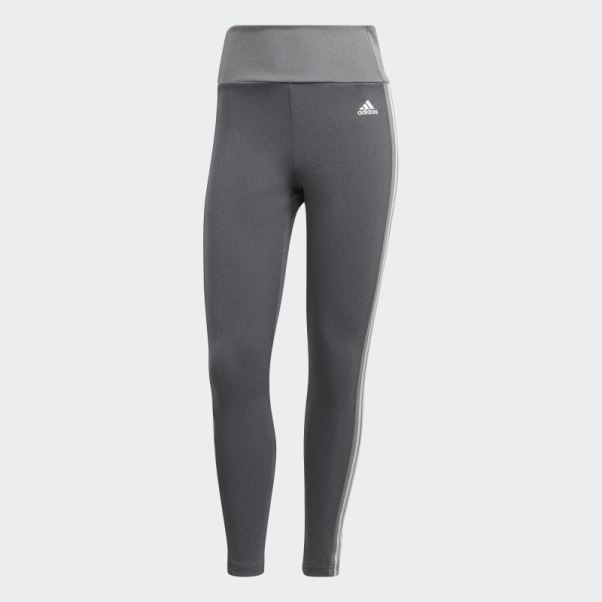 Conçu Pour Bouger Legging Sport Taille Haute 3 Bandes 7/8 Adidas Gris Foncé Chiné