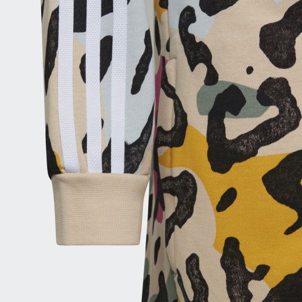 Sweat à Capuche Zippé Allongé Imprimé Animal Adidas Sable
