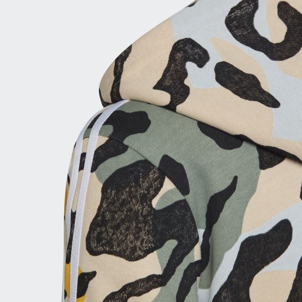 Sweat à Capuche Zippé Allongé Imprimé Animal Sable Adidas