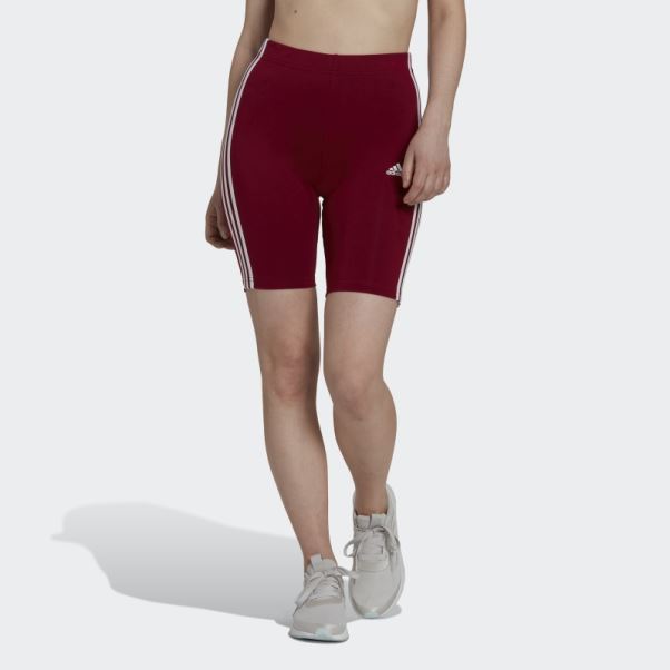 Short De Vélo Adidas Essentials Bordeaux à 3 Bandes