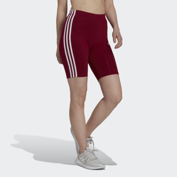 Short De Vélo Adidas Essentials Bordeaux à 3 Bandes