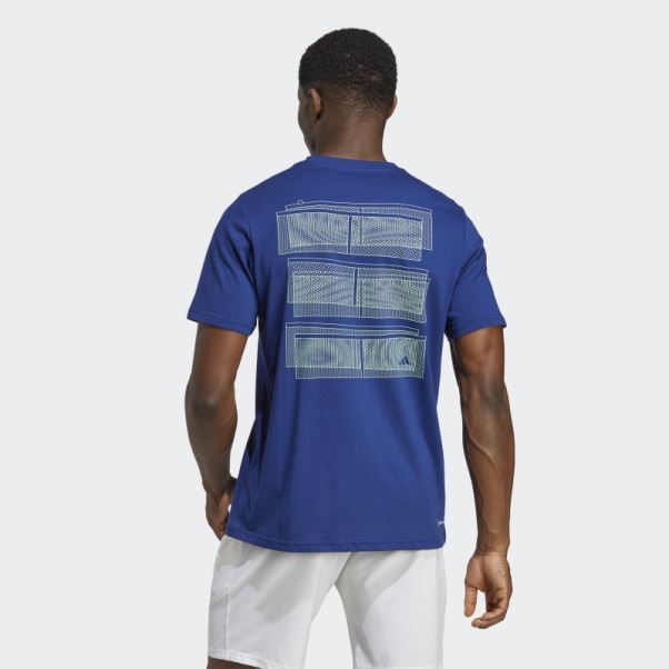 T-shirt Graphique Adidas Tennis Bleu Victoire
