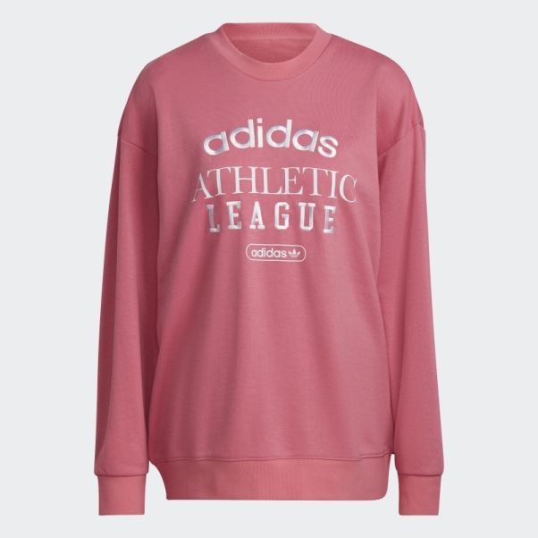 Sweat Adidas Rétro De Luxe Crew Ton Rose Chaud