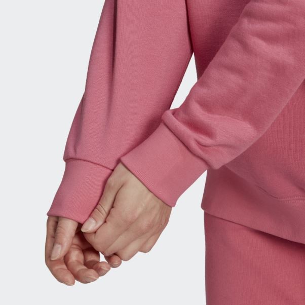 Sweat Adidas Rétro De Luxe Crew Ton Rose Chaud