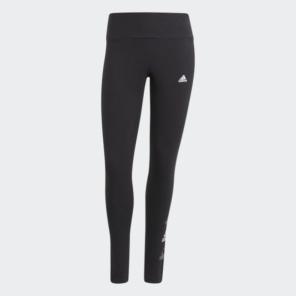 Legging Adidas Essentials Noir Taille Haute à Logo Empilé