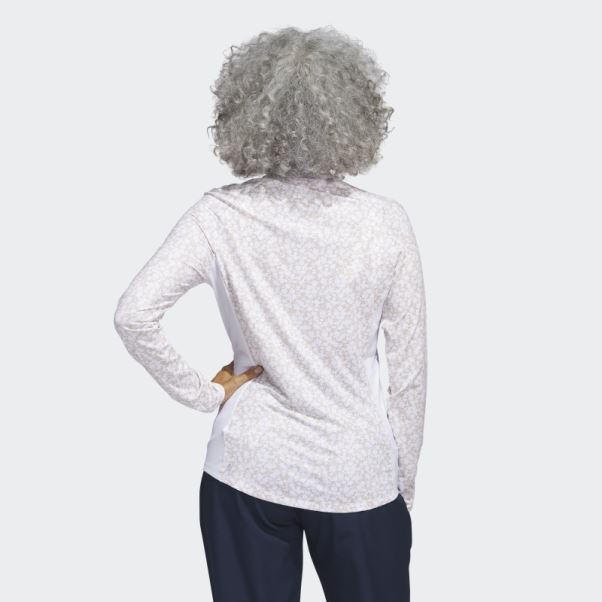 Adidas Taupe Polo De Golf à Col Cheminée Imprimé Ultimate365 1/4 Zip