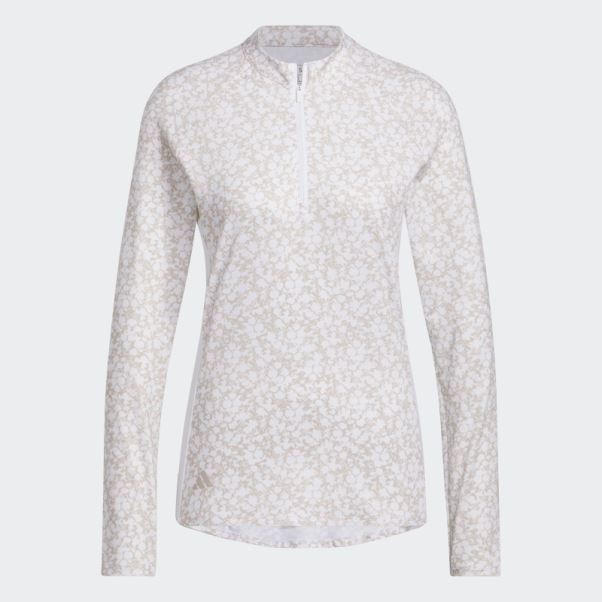 Polo De Golf Col Cheminée 1/4 Zip Imprimé Ultimate365 Taupe Adidas