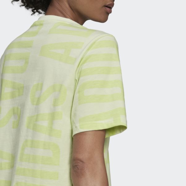 Adidas Essentials T-shirt Court Oversize à Imprimé Allover Lime