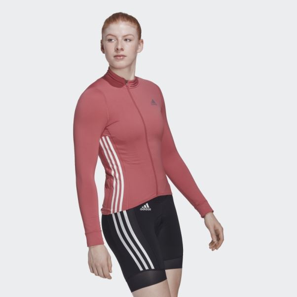 Maillot Cycliste Manches Longues Adidas The Cold.rdy Rouge
