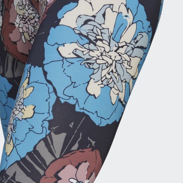 Leggings De Course à Fleurs Adidas Craft Bleu