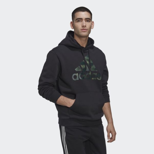 Sweat à Capuche En Molleton Imprimé Camouflage Adidas Essentials Noir