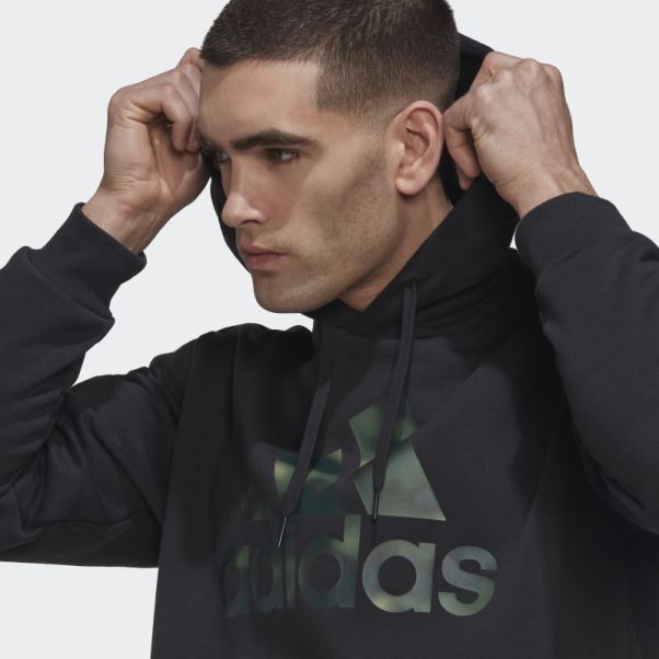 Sweat à Capuche En Molleton Imprimé Camouflage Adidas Essentials Noir