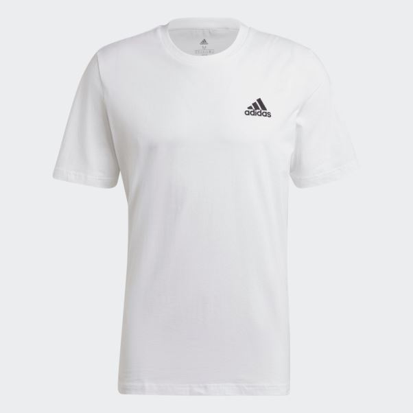 T-shirt Blanc à Petit Logo Brodé Essentials Adidas