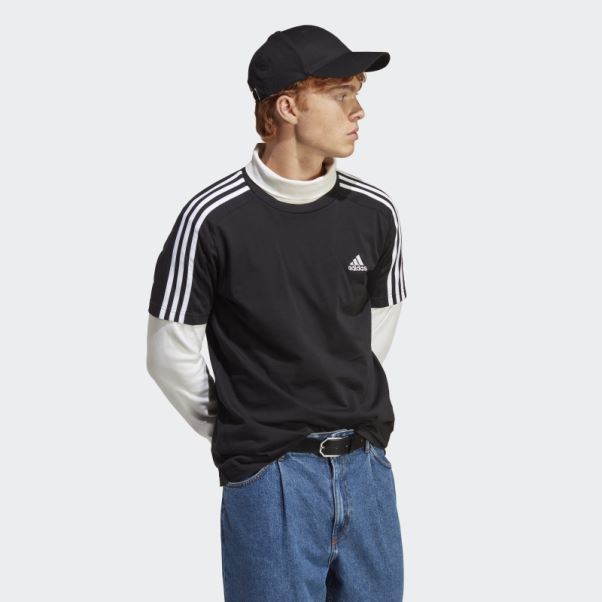 T-shirt à 3 Bandes En Jersey Adidas Essentials Noir