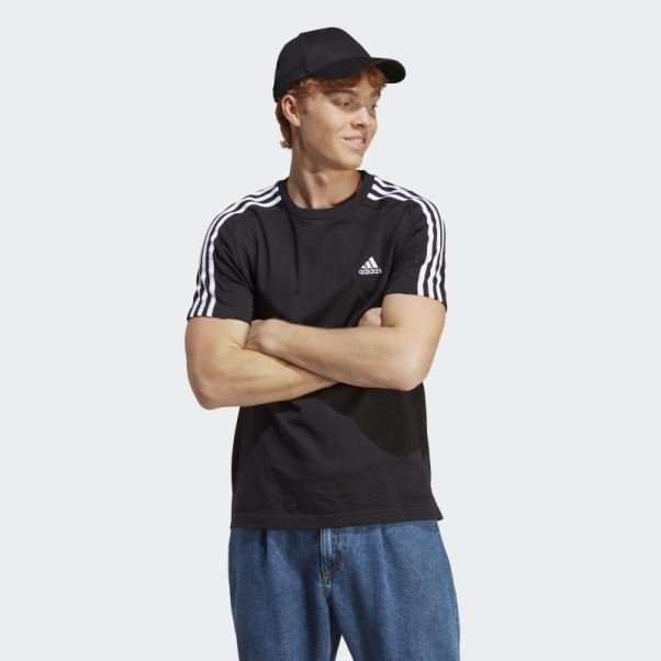 Maillot Essentiel 3 Bandes T-shirt Adidas Noir
