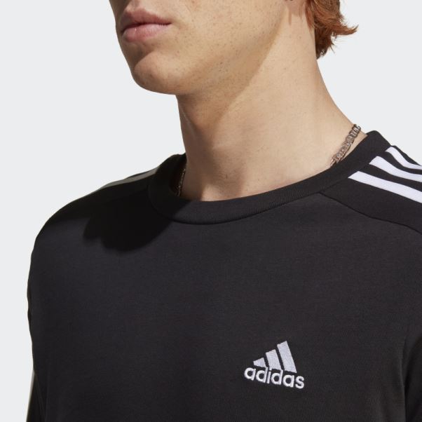 Maillot Essentiel 3 Bandes T-shirt Adidas Noir