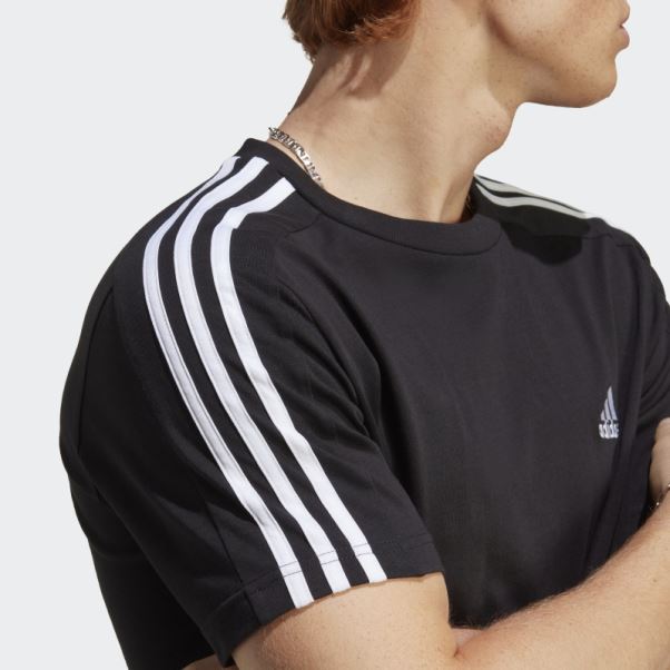 Maillot Essentiel 3 Bandes T-shirt Adidas Noir