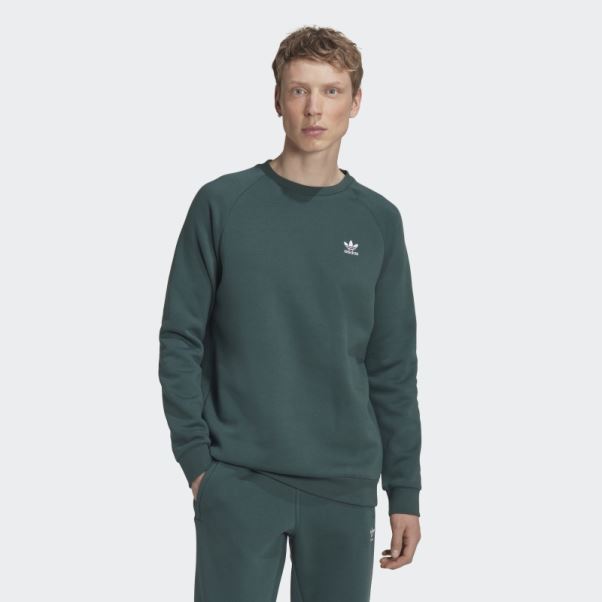 Sweat Ras Du Cou Trèfle Vert Minéral Adicolor Essentials Adidas