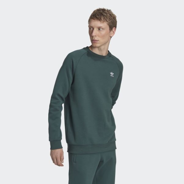 Sweat Ras Du Cou Trèfle Vert Minéral Adicolor Essentials Adidas