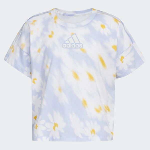 Bleu Aube Adidas T-shirt Ample à Imprimé Allover