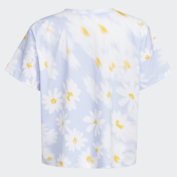 Bleu Aube Adidas T-shirt Ample à Imprimé Allover
