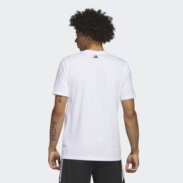 Adidas Lil Stripe Support Graphique Manches Courtes Basketball Tee Blanc