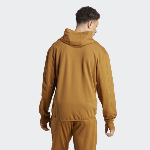 Adidas Yoga Base Training Aeroready Sweat à Capuche Entièrement Zippé Bronze