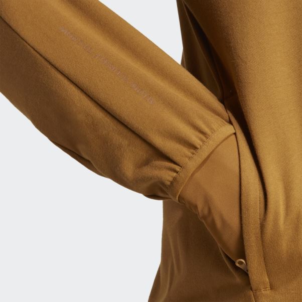 Adidas Yoga Base Training Aeroready Sweat à Capuche Entièrement Zippé Bronze
