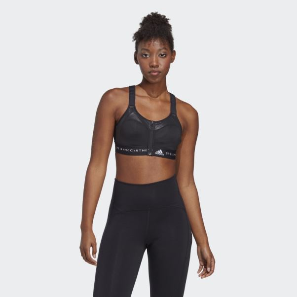 Noir Chaud Adidas By Stella Mccartney Soutien-gorge De Sport à Maintien élevé Post-mastectomie Truestrength
