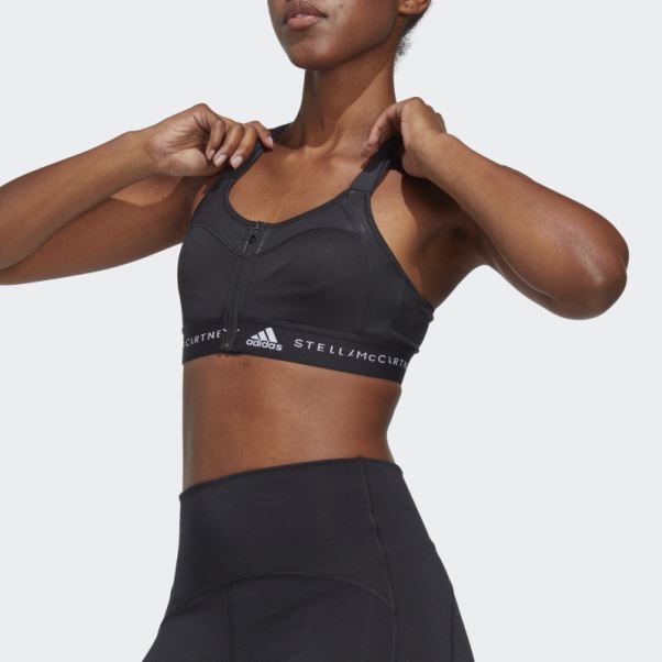 Noir Chaud Adidas By Stella Mccartney Soutien-gorge De Sport à Maintien élevé Post-mastectomie Truestrength