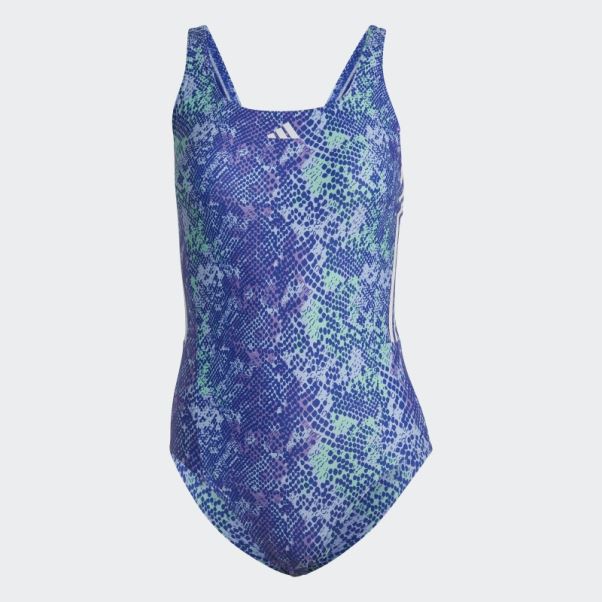 Adidas Maillot De Bain Graphique Violet à 3 Bandes