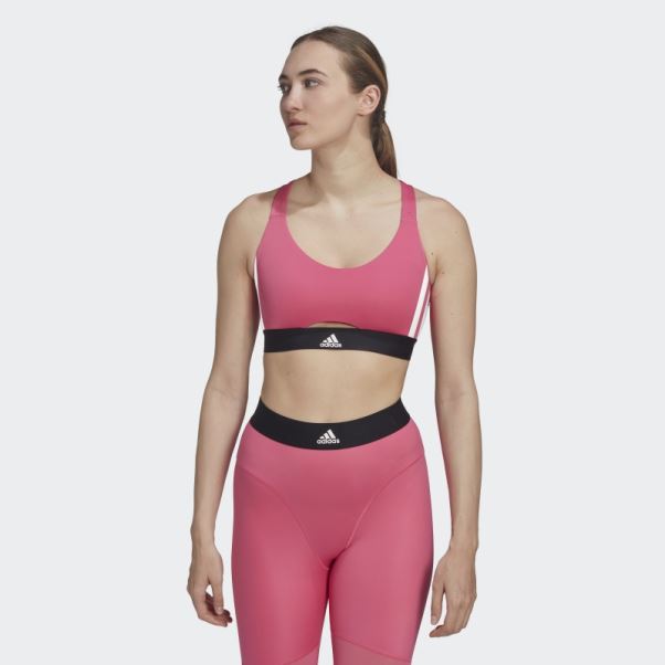 Soutien-gorge Hyperglam à Maintien Moyen Adidas Powerreact Training Magenta