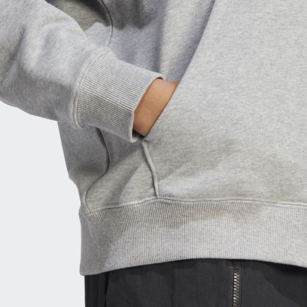 Sweat à Capuche Oversize En Molleton Gris Moyen Adidas Essentials Avec Gros Logo