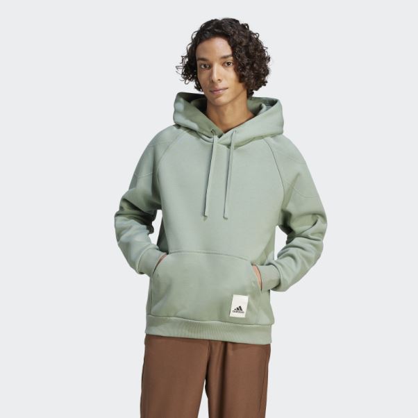 Sweat à Capuche Lounge Polaire Vert Argent Adidas