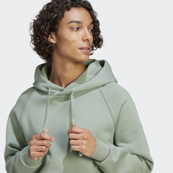 Sweat à Capuche Lounge Polaire Vert Argent Adidas