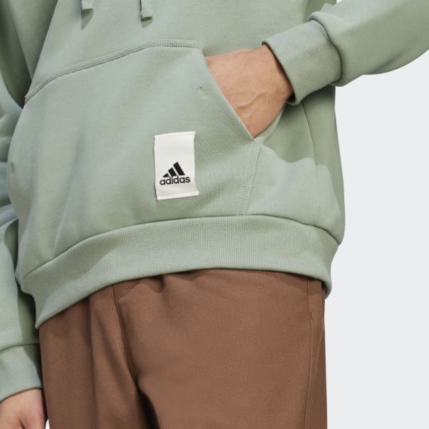Sweat à Capuche Lounge Polaire Vert Argent Adidas