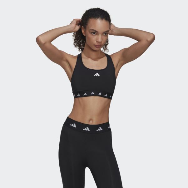Soutien-gorge Techfit à Maintien Moyen Adidas Powerreact Noir élégant