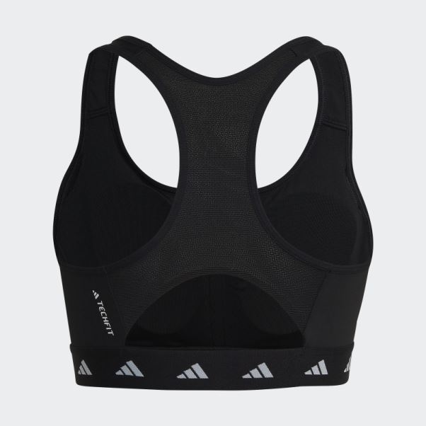 Soutien-gorge Techfit à Maintien Moyen Adidas Powerreact Noir élégant